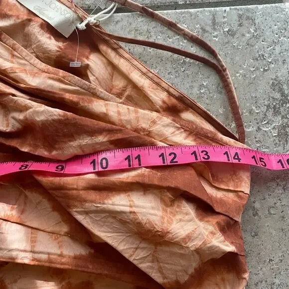 ULLA JOHNSON Senta One-Shoulder Tie Dye Stripe Cotton Top Sequoia - Picture 13 of 16